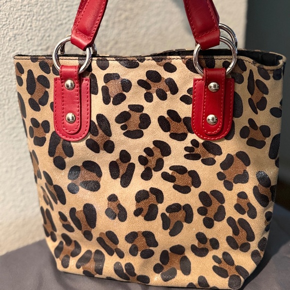 Maurizio Taiuti Leopard Leather Shimmer Sparkle Small Satchel Tote BNNU - Picture 1 of 7